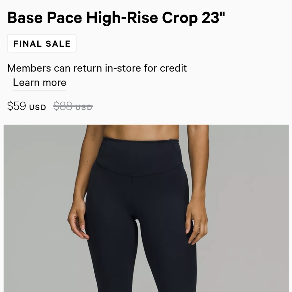 Base Pace HR Crop 23" BLK 10